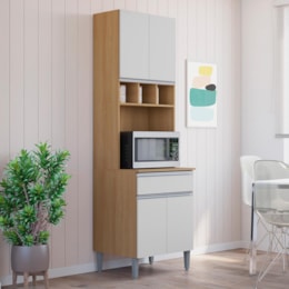 Paneleiro Duplo Andréia 4 Portas e 1 Gaveta Amêndoa/Branco - AJL Móveis Paneleiro Duplo Andréia 4 Portas e 1 Gaveta Amêndoa/Branco - AJL Móveis