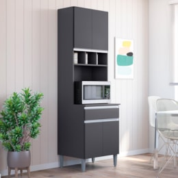 Paneleiro Duplo Andréia 4 Portas e 1 Gaveta Cinza - AJL Móveis Paneleiro Duplo Andréia 4 Portas e 1 Gaveta Cinza - AJL Móveis