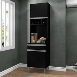 Paneleiro Duplo Andréia 4 Portas e 1 Gaveta Preto - AJL Móveis Paneleiro Duplo Andréia 4 Portas e 1 Gaveta Preto - AJL Móveis