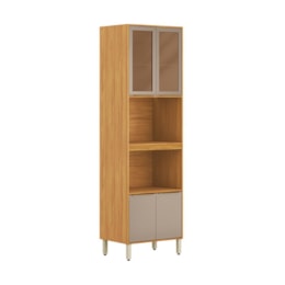 Paneleiro Duplo Forno 4 Portas 70cm com Vidro Reflecta Plena Cinamon/Nude Prime TX - Demóbile