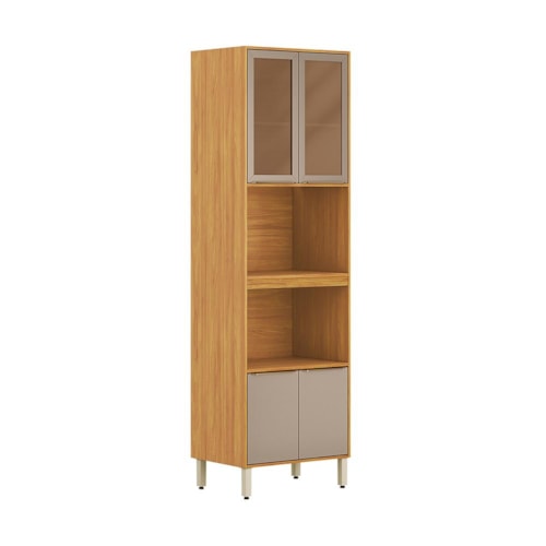 Paneleiro Duplo Forno 4 Portas 70cm com Vidro Reflecta Plena Cinamon/Nude Prime TX - Demóbile