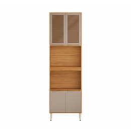 Paneleiro Duplo Forno 4 Portas 70cm com Vidro Reflecta Plena Cinamon/Nude Prime TX - Demóbile