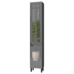 Paneleiro Firenze 40cm 2 Portas Chumbo/Titânio com Vidro Reflecta - Indékes