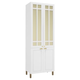 Paneleiro Firenze 80cm 4 Portas Branco com Vidro Reflecta - Indékes Paneleiro Firenze 80cm 4 Portas Branco com Vidro Reflecta - Indékes