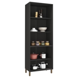 Paneleiro Firenze 80cm 4 Portas Chumbo com Vidro Reflecta - Indékes Paneleiro Firenze 80cm 4 Portas Chumbo com Vidro Reflecta - Indékes