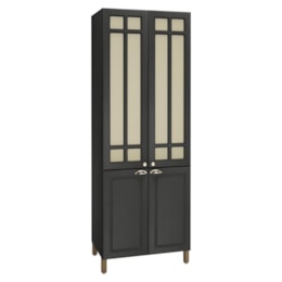 Paneleiro Firenze 80cm 4 Portas Chumbo com Vidro Reflecta - Indékes Paneleiro Firenze 80cm 4 Portas Chumbo com Vidro Reflecta - Indékes