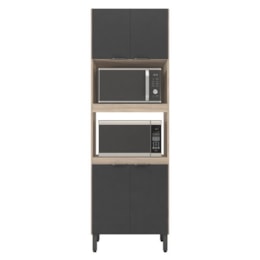 Paneleiro Firenze Duplo Forno 4 Portas Avena/Grafito - Demóbile Paneleiro Firenze Duplo Forno 4 Portas Avena/Grafito - Demóbile