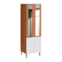 Paneleiro Luana Clara 2 Portas de Vidro e 2 Portas MDF Cinamomo/Branco - Aramóveis  