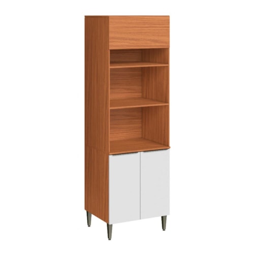 Paneleiro Luana Clara Duplo Forno 3 Portas Cinamomo/Branco - Aramóveis 