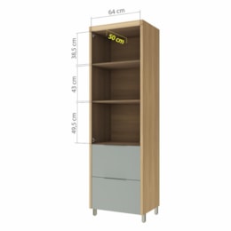 Paneleiro Marquesa 70cm 2 Portas e 2 Gavetas Nature/Verde - Nesher