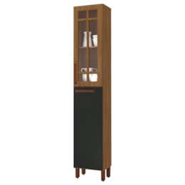 Paneleiro Monza 40cm 2 Portas Freijó/Chumbo com Vidro Incolor - Indékes
