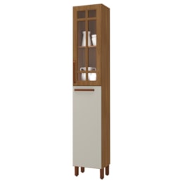 Paneleiro Monza 40cm 2 Portas Freijó/Off White com Vidro Incolor - Indékes