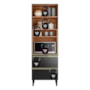 Paneleiro Proença 70cm 1 Forno 2 Portas Vidro Reflecta e 2 Gavetas Nogueira Touch/Carbono Prime TX - Demartêz