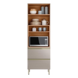 Paneleiro Proença 70cm 1 Forno 2 Portas Vidro Reflecta e 2 Gavetas Nogueira Touch/Nude Prime TX - Demartêz