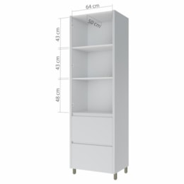Paneleiro Rainha 70cm 2 Portas e 2 Gavetas Branco - Nesher