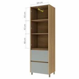 Paneleiro Rainha 70cm 2 Portas e 2 Gavetas Nature/Verde - Nesher
