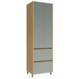 Paneleiro Rainha 70cm 2 Portas e 2 Gavetas Nature/Verde - Nesher