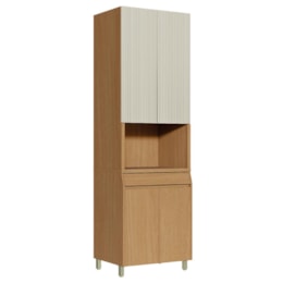 Paneleiro Simone Mendes 70cm 1 Forno 4 Portas e 1 Gaveta Carvalho/Greige - Nesher