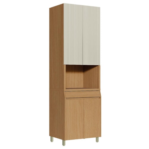 Paneleiro Simone Mendes 70cm 1 Forno 4 Portas e 1 Gaveta Carvalho/Greige - Nesher