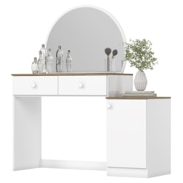 Penteadeira Agnes 1 Porta e 2 Gavetas Branco/Jequitibá - Móveis Henn