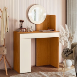 Penteadeira Camarim Áurea 1 Porta e 1 Gaveta Cinamomo/Off White - Móveis Albatroz Penteadeira Camarim Áurea 1 Porta e 1 Gaveta Cinamomo/Off White - Móveis Albatroz