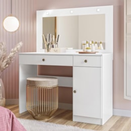 Penteadeira Camarim Bella com Porta e 2 Gavetas Branco - Moval Penteadeira Camarim Bella com Porta e 2 Gavetas Branco - Moval