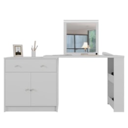 Penteadeira Camarim de Canto Aura 2 Portas e 1 Gaveta Branco Fosco - Mobler