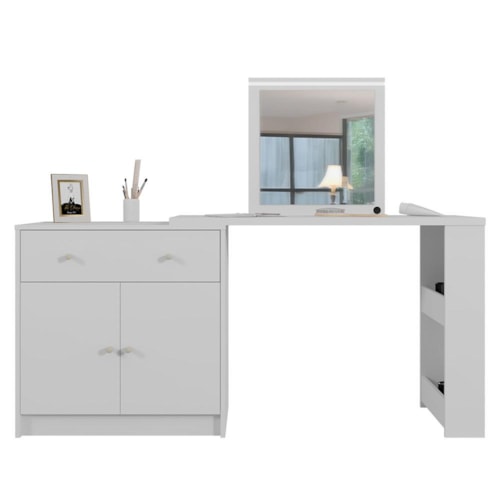 Penteadeira Camarim de Canto Aura 2 Portas e 1 Gaveta Branco Fosco - Mobler