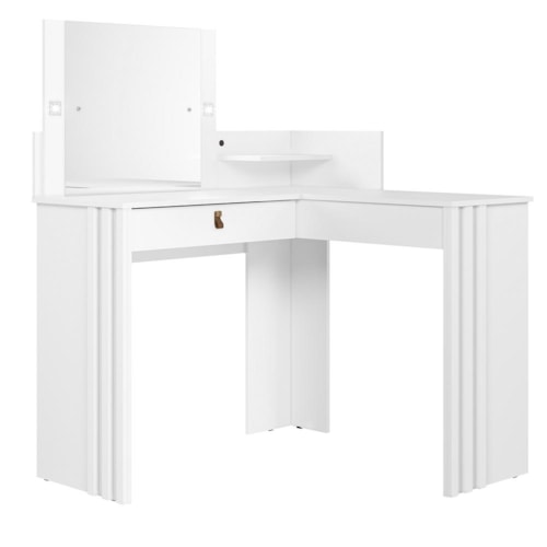Penteadeira Camarim de Canto Glow 1 Gaveta Branco - Móveis Albatroz