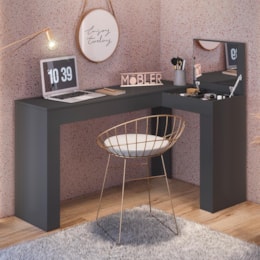 Penteadeira Camarim de Canto Jade 1 Porta Preto Fosco – Mobler