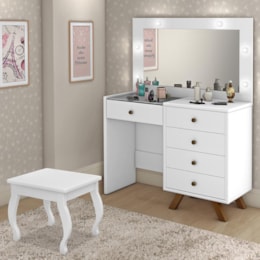 Penteadeira Camarim Luna Branco com Banqueta - Móveis Luapa Penteadeira Camarim Luna Branco com Banqueta - Móveis Luapa