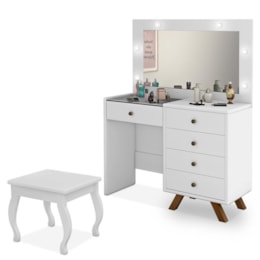 Penteadeira Camarim Luna Branco com Banqueta - Móveis Luapa Penteadeira Camarim Luna Branco com Banqueta - Móveis Luapa