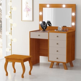 Penteadeira Camarim Luna Freijó/Maní com Banqueta - Móveis Luapa Penteadeira Camarim Luna Freijó/Maní com Banqueta - Móveis Luapa