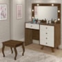 Penteadeira Camarim Luna Malbec/Off White com Banqueta - Móveis Luapa