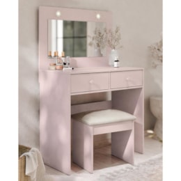 Penteadeira Camarim Maia Rosê com Banqueta Almofadada - Móveis Luapa