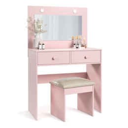Penteadeira Camarim Maia Rosê com Banqueta Almofadada - Móveis Luapa