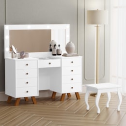 Penteadeira Camarim Mila Branco com Banqueta - Móveis Luapa Penteadeira Camarim Mila Branco com Banqueta - Móveis Luapa