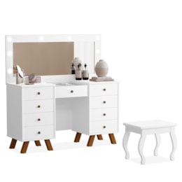 Penteadeira Camarim Mila Branco com Banqueta - Móveis Luapa Penteadeira Camarim Mila Branco com Banqueta - Móveis Luapa