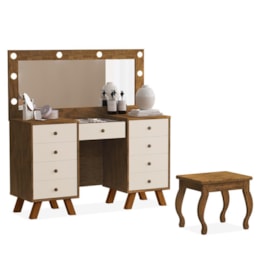 Penteadeira Camarim Mila Malbec/Off White com Banqueta - Móveis Luapa Penteadeira Camarim Mila Malbec/Off White com Banqueta - Móveis Luapa