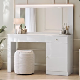 Penteadeira Camarim Nina 1 Porta e 2 Gavetas Branco Fosco - Mobler