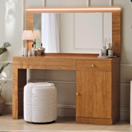 Penteadeira Camarim Nina 1 Porta e 2 Gavetas Canela - Mobler