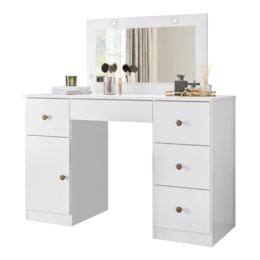 Penteadeira Camarim Sonhos com Porta e 5 Gavetas Branco - Moval Penteadeira Camarim Sonhos com Porta e 5 Gavetas Branco - Moval