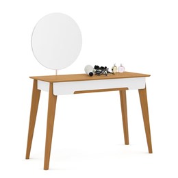 Penteadeira Tifanny com Espelho Giratório Branco Soft/Freijó/Eco Wood - Matic Móveis 