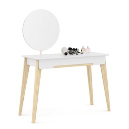 Penteadeira Tifanny com Espelho Giratório Branco Soft/Natural - Matic Móveis