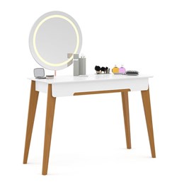 Penteadeira Tifanny Espelho Giratório com LED Branco Soft/Eco Wood - Matic Móveis 