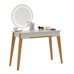 Penteadeira Tifanny Espelho Giratório com LED Cinza/Eco Wood - Matic Móveis 