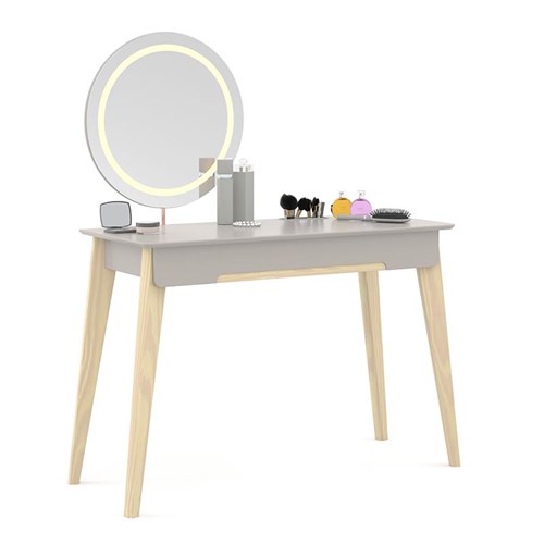 Penteadeira Tifanny Espelho Giratório com LED Cinza/Natural - Matic Móveis