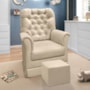 Poltrona de Amamentação Agatha com Balanço e Puff Suede Bege - Phoenix Baby