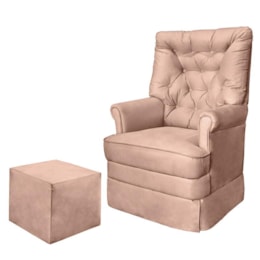Poltrona de Amamentação Alana com Balanço e Puff Veludo Rosê - Phoenix Baby   Poltrona de Amamentação Alana com Balanço e Puff Veludo Rosê - Phoenix Baby