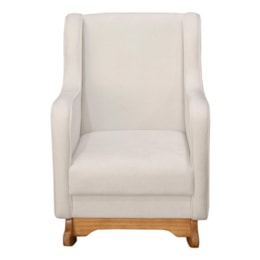 Poltrona de Amamentação Áquila com Balanço Pés Canoa e Puff Bouclê Off White - Fratello